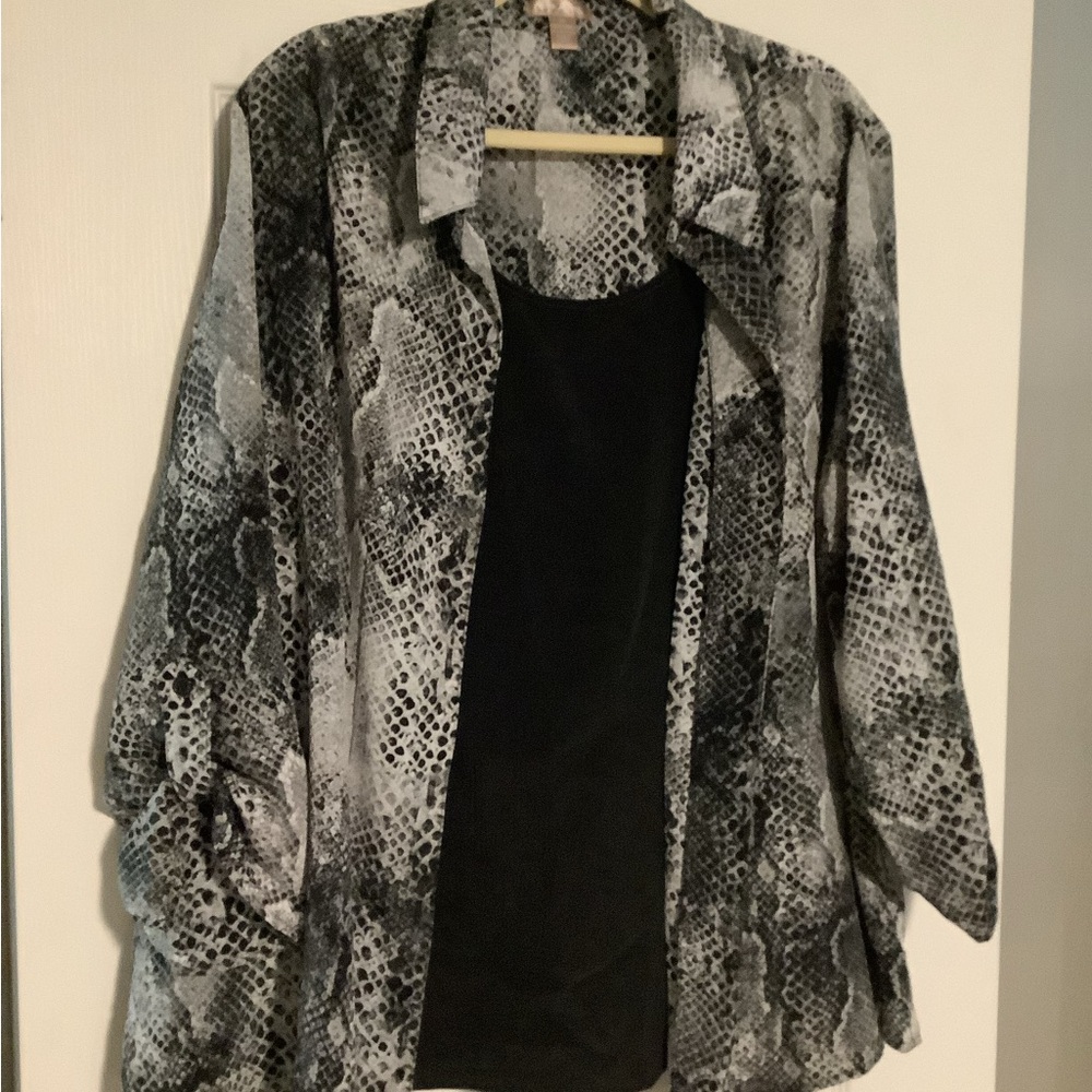 White Stag Black and Gray Blouse Elegant Top